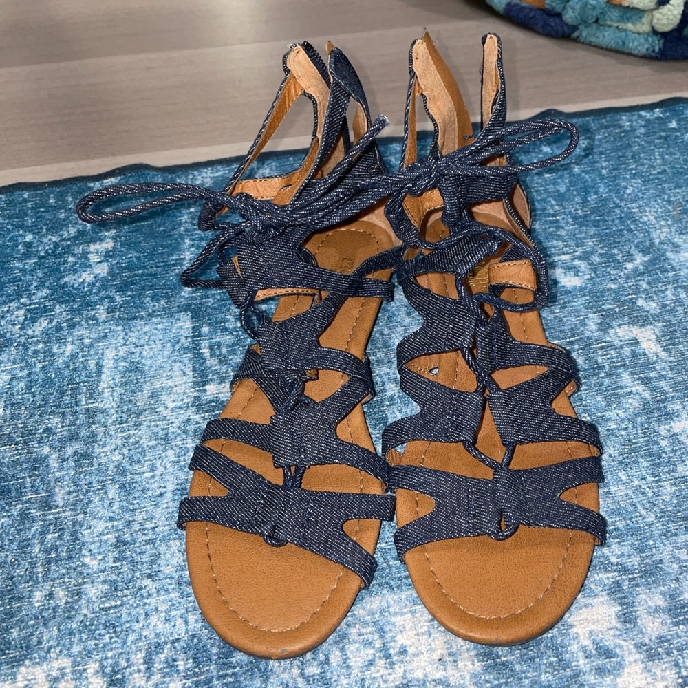 Jean material gladiator sandals